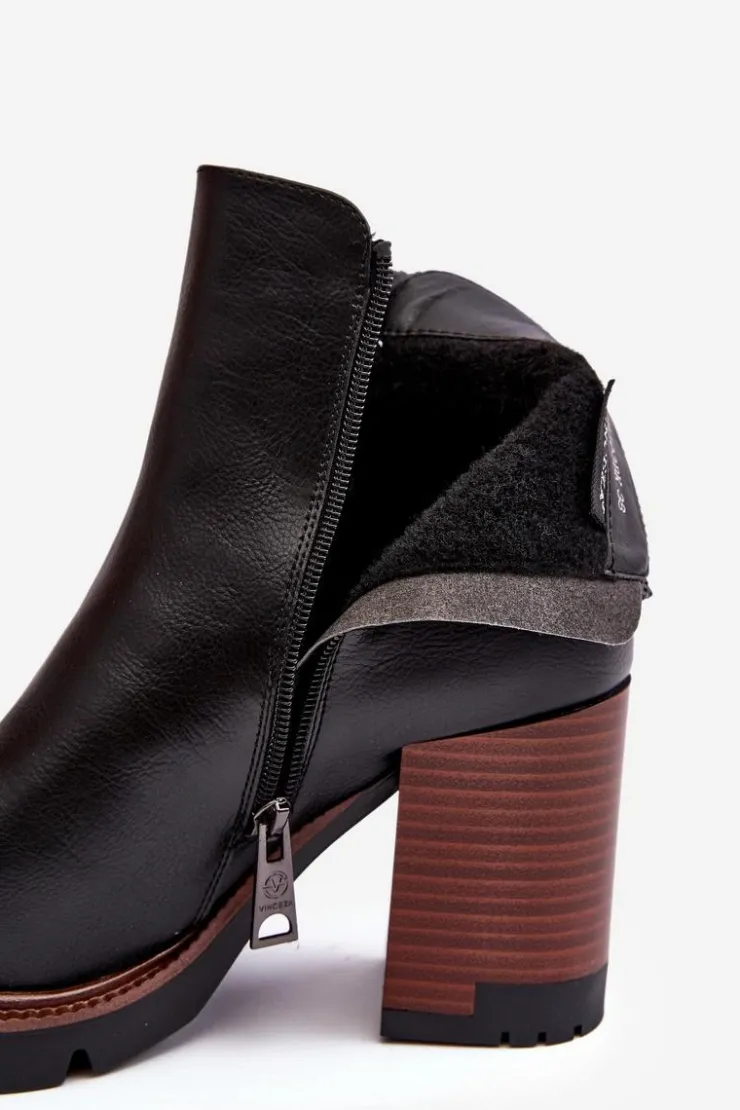 Damskie Buty damskie Vinceza Damskie Skórzane Botki Na Słupku Czarne Brittney