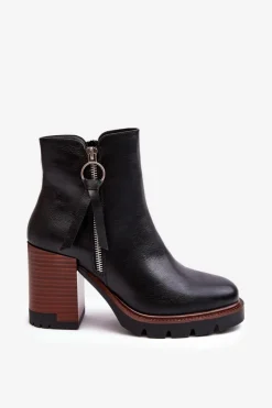 Damskie Buty damskie Vinceza Damskie Skórzane Botki Na Słupku Czarne Brittney