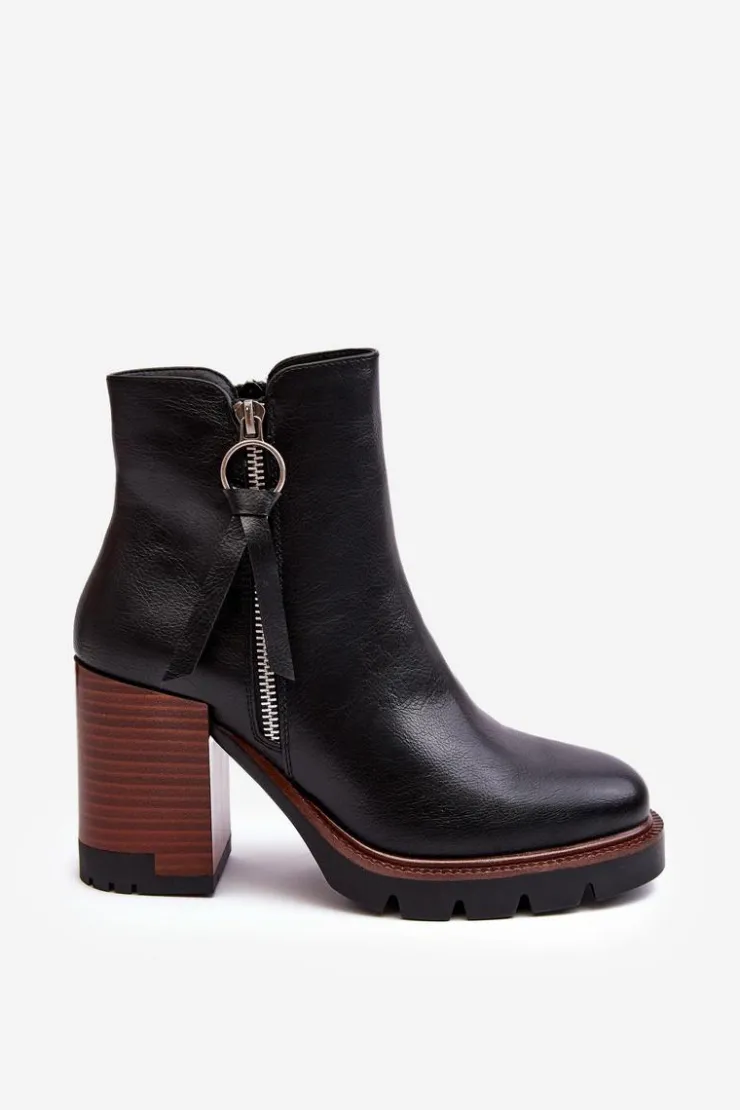 Damskie Buty damskie Vinceza Damskie Skórzane Botki Na Słupku Czarne Brittney