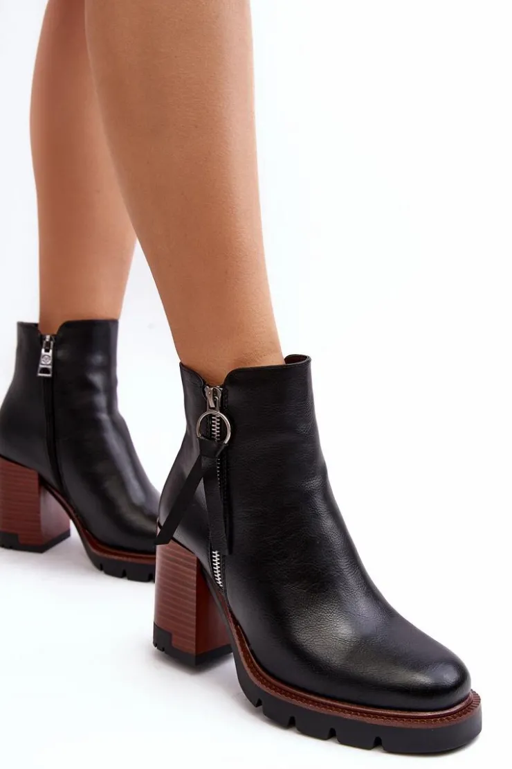 Damskie Buty damskie Vinceza Damskie Skórzane Botki Na Słupku Czarne Brittney