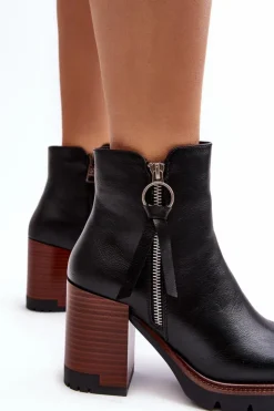 Damskie Buty damskie Vinceza Damskie Skórzane Botki Na Słupku Czarne Brittney