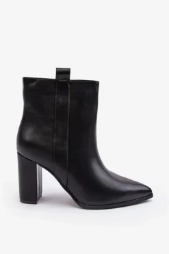 Damskie Boto Damskie Skórzane Botki Na Słupku Czarne Vevine