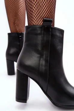 Damskie Boto Damskie Skórzane Botki Na Słupku Czarne Vevine