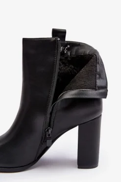 Damskie Boto Damskie Skórzane Botki Na Słupku Czarne Vevine