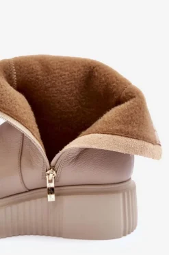 Damskie Zazoo Damskie Skórzane Botki Na Platformie Beżowe Lemar Jenefer