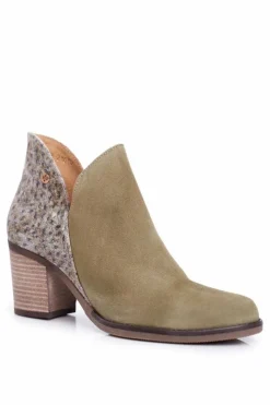 Maciejka Botki Wiosenne|Botki Maciejka*Damskie Skórzane Botki Na Słupku Oliwkowe 04492-24