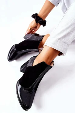 Boto Botki Na Słupku|Czarne Botki*Damskie Skórzane Botki Na Słupku Czarne I Wish