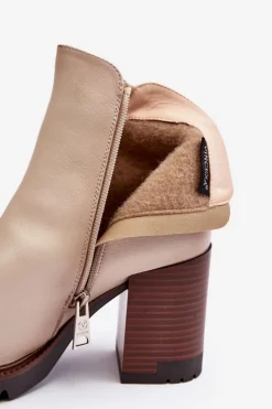 Online Buty damskie Vinceza Damskie Skórzane Botki Na Słupku Beżowe Brittney
