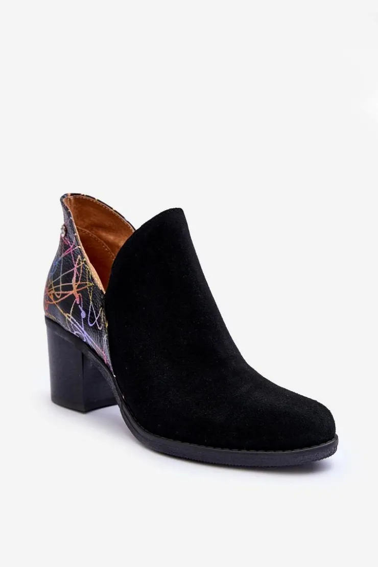 Best Maciejka Damskie Skórzane Botki Na Słupku 04492-99 Czarne Czarny