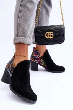 Best Maciejka Damskie Skórzane Botki Na Słupku 04492-99 Czarne Czarny