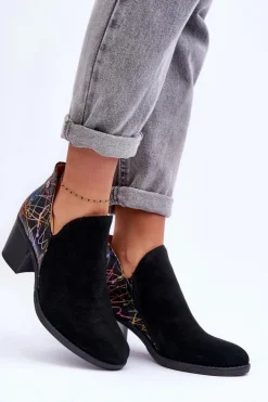 Best Maciejka Damskie Skórzane Botki Na Słupku 04492-99 Czarne Czarny