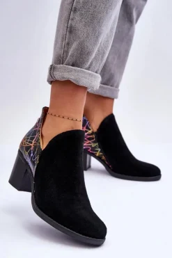 Best Maciejka Damskie Skórzane Botki Na Słupku 04492-99 Czarne Czarny