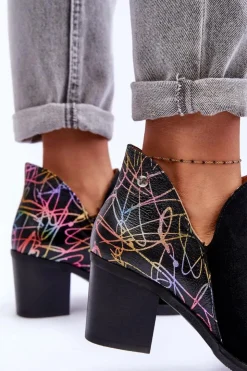 Best Maciejka Damskie Skórzane Botki Na Słupku 04492-99 Czarne Czarny