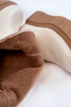 Zazoo Botki Na Koturnie|Botki Zimowe Damskie*Damskie Skórzane Botki Na Platformie Jasnobeżowe Jenefer