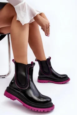 Maciejka Botki Maciejka|Botki Skórzane*Damskie Skórzane Botki Sztyblety 06199 Czarne