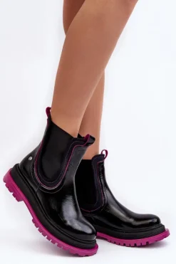 Maciejka Botki Maciejka|Botki Skórzane*Damskie Skórzane Botki Sztyblety 06199 Czarne