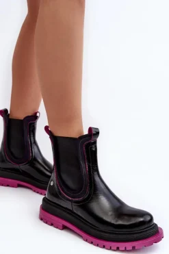 Maciejka Botki Maciejka|Botki Skórzane*Damskie Skórzane Botki Sztyblety 06199 Czarne