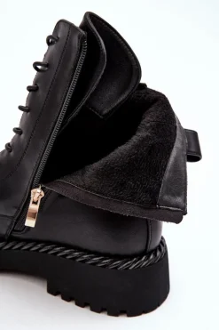 Damskie Damskie buty S.Barski Damskie Skórzane Botki Workery Z Ozdobą Czarne S.Barski MR870-68