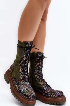 Best Maciejka Damskie Skórzane Botki Workery 06203-09 Multikolor