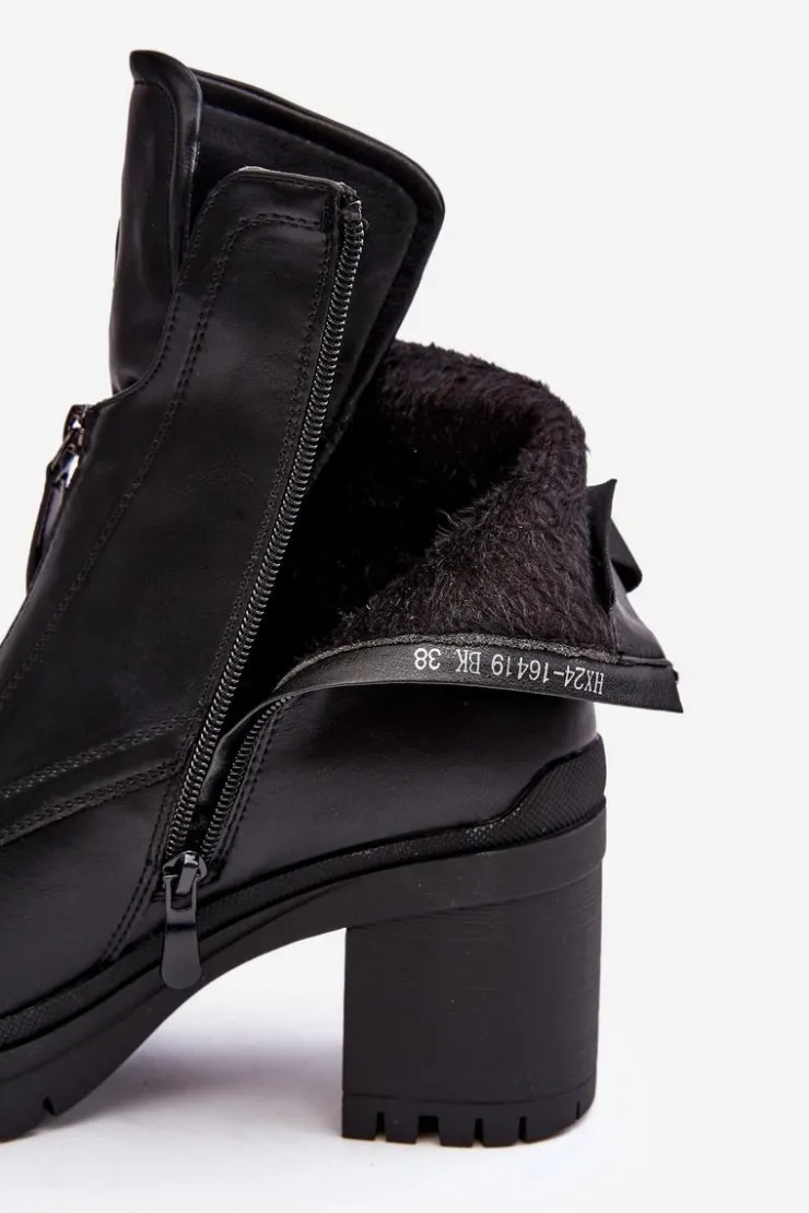 Damskie Buty damskie Vinceza Damskie Skórzane Botki Z Dżetami Czarne Rosie