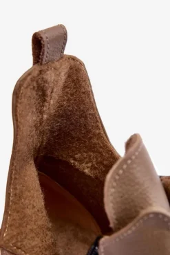 Discount Boto Damskie Skórzane Botki Z Ozdobą Beżowe Lemar Lusanna