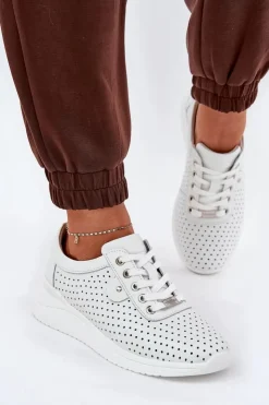 Hot Buty damskie Vinceza Damskie Skórzane Buty Sportowe Vinceza 79532 Białe