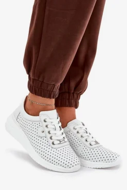 Hot Buty damskie Vinceza Damskie Skórzane Buty Sportowe Vinceza 79532 Białe