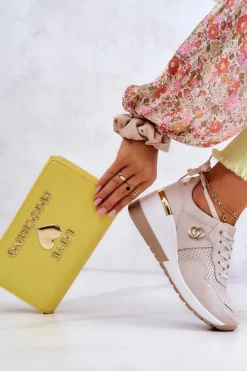 New Damskie buty S.Barski Damskie Skórzane Buty Sportowe Sneakersy Beżowe Loissa