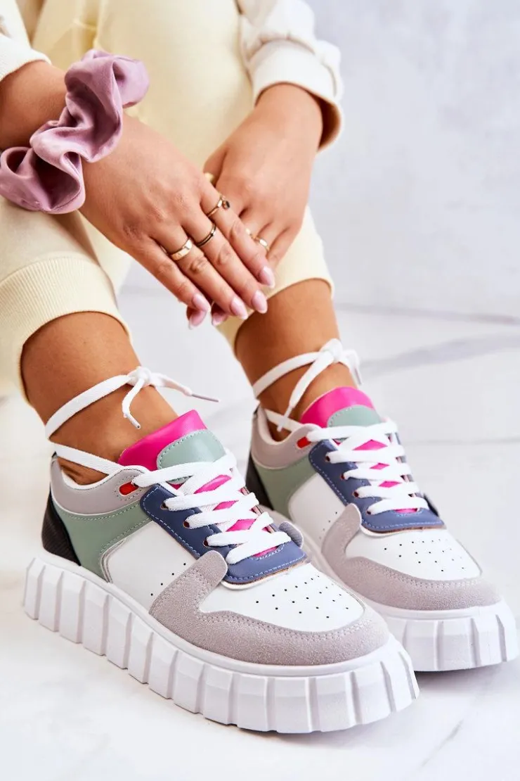 Best Boto Damskie Skórzane Buty Sportowe Biało-Szare Florentine