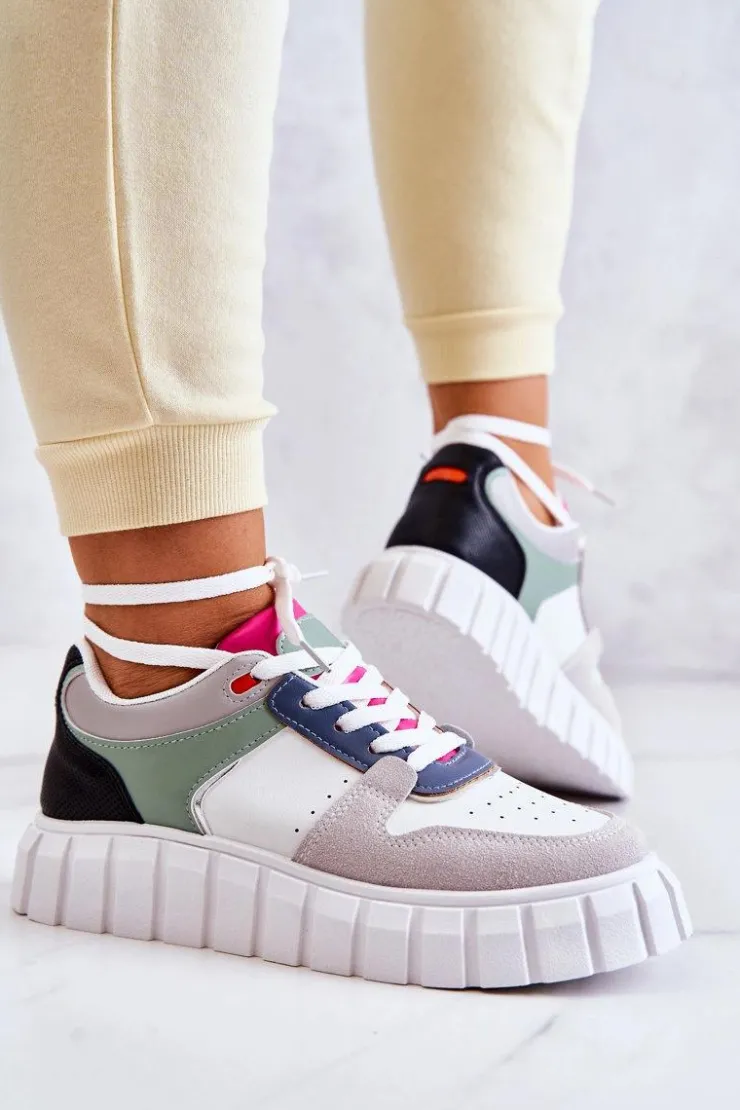 Best Boto Damskie Skórzane Buty Sportowe Biało-Szare Florentine