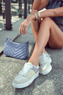 Boto Damskie Skórzane Buty Sportowe Beżowe Francis