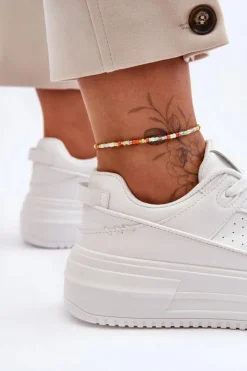 Discount Boto Damskie Skórzane Buty Sportowe Na Masywnej Platformie Białe Belisso