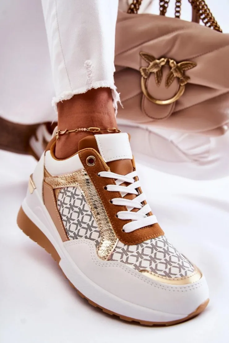 Damskie Boto Damskie Skórzane Buty Sportowe Na Koturnie Białe Catrine