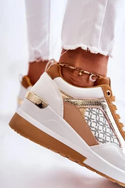 Damskie Boto Damskie Skórzane Buty Sportowe Na Koturnie Białe Catrine