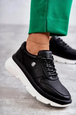 Damskie Buty damskie Vinceza Damskie Skórzane Buty Sportowe Czarne Camrose