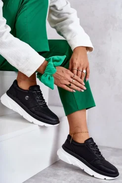 Damskie Buty damskie Vinceza Damskie Skórzane Buty Sportowe Czarne Camrose