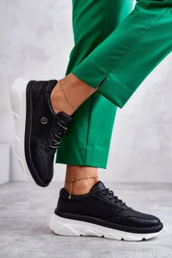 Damskie Buty damskie Vinceza Damskie Skórzane Buty Sportowe Czarne Camrose