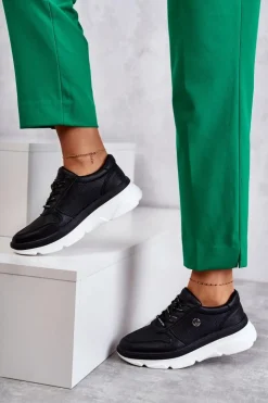 Damskie Buty damskie Vinceza Damskie Skórzane Buty Sportowe Czarne Camrose