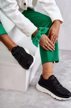 Damskie Buty damskie Vinceza Damskie Skórzane Buty Sportowe Czarne Camrose