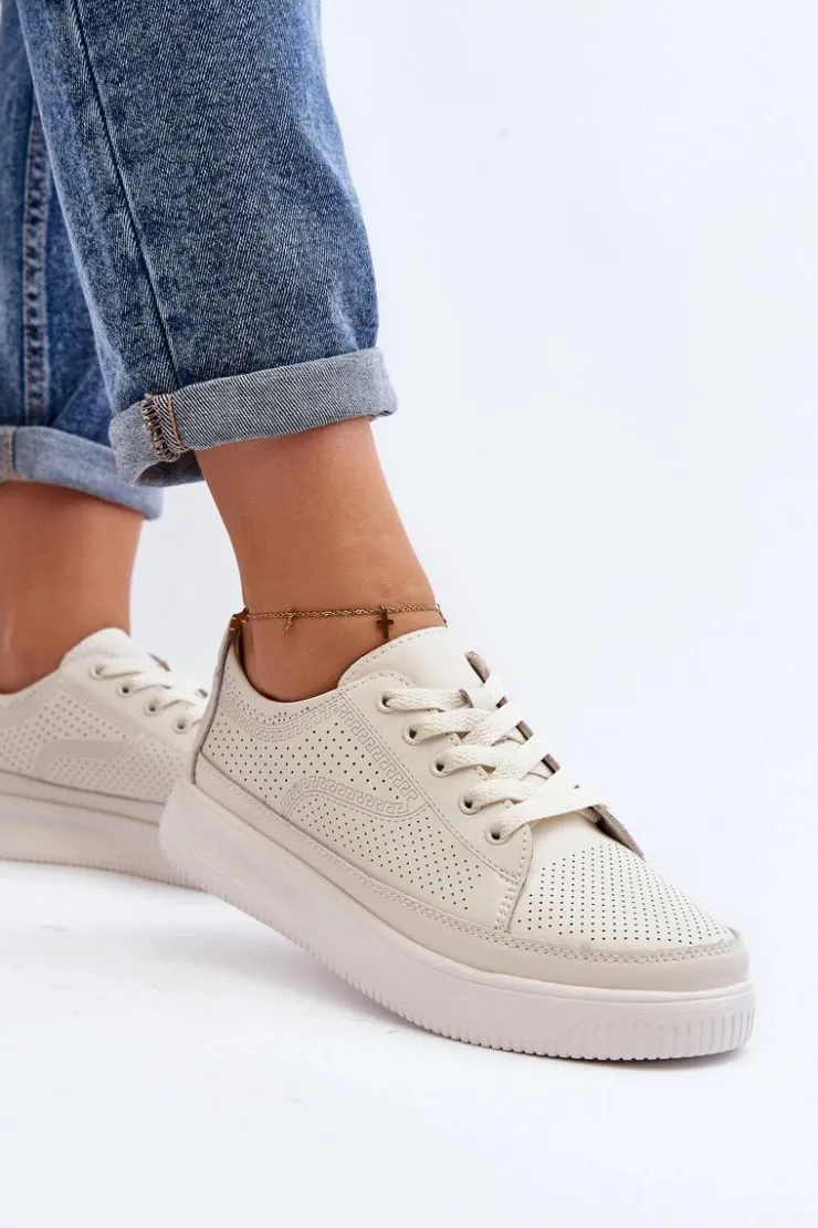 Damskie Buty Sergio Leone Damskie Skórzane Buty Sportowe Sneakersy Białe Failla