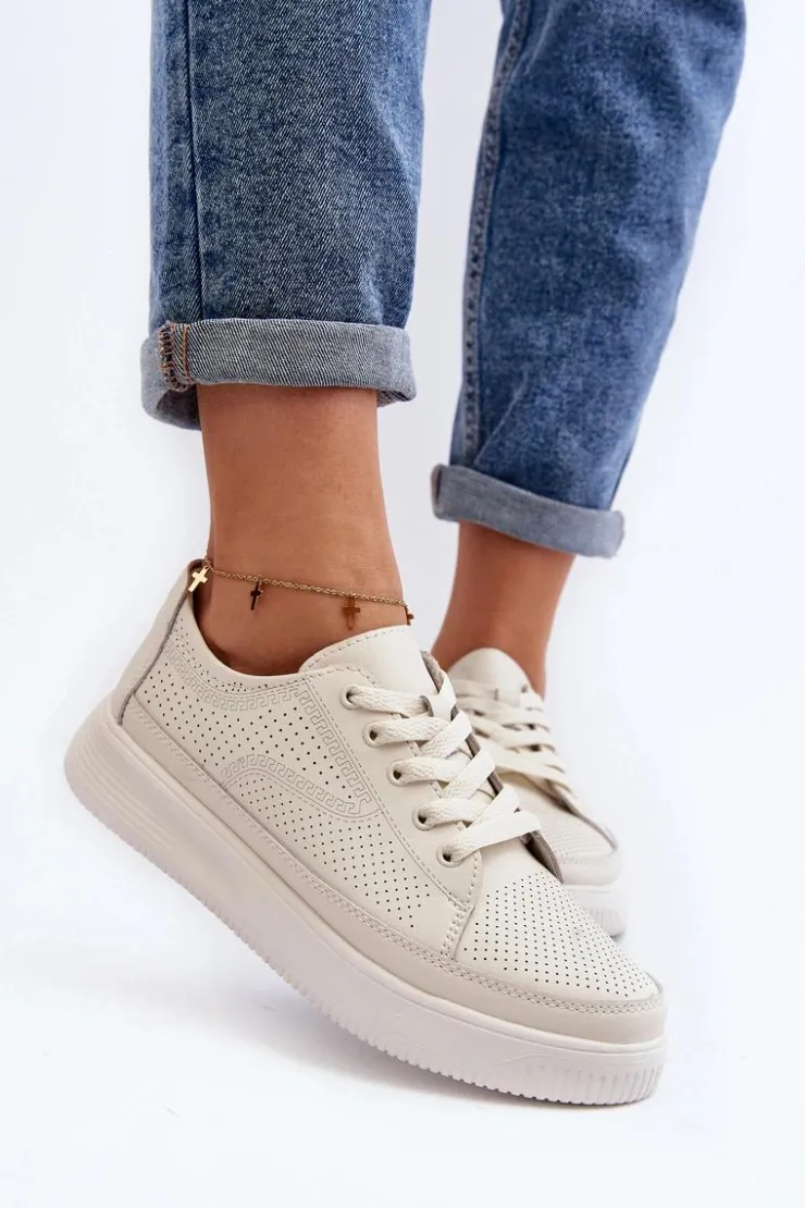 Damskie Buty Sergio Leone Damskie Skórzane Buty Sportowe Sneakersy Białe Failla