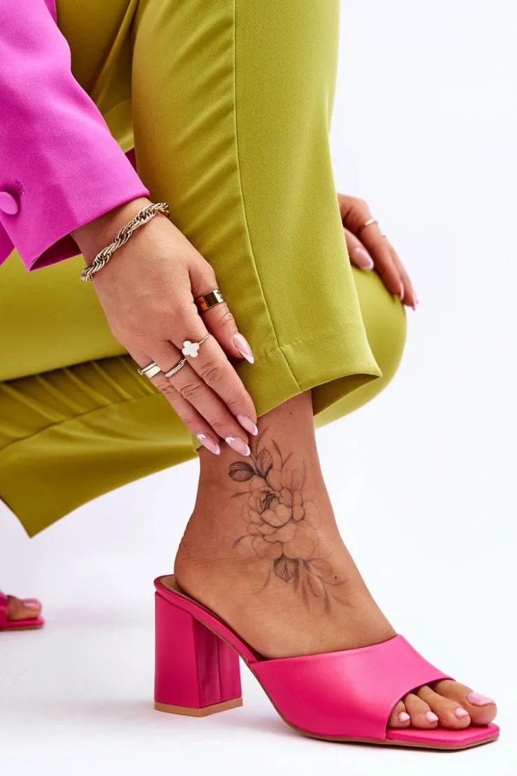 Sale Boto Damskie Skórzane Klasyczne Klapki Fuksja Loara