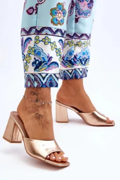 Boto Klapki Na Obcasie|Klapki Damskie Klasyczne*Damskie Skórzane Klasyczne Klapki Różowe Złoto Loara