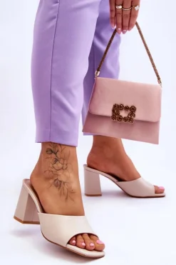 Damskie Boto Damskie Skórzane Klasyczne Klapki Beżowe Loara