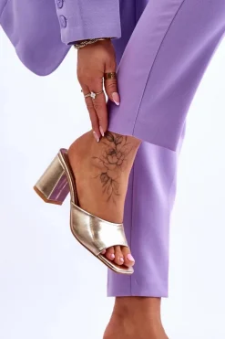 Clearance Boto Damskie Skórzane Klasyczne Klapki Złote Loara