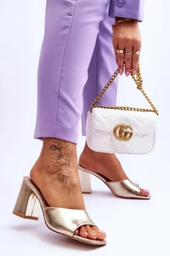 Clearance Boto Damskie Skórzane Klasyczne Klapki Złote Loara