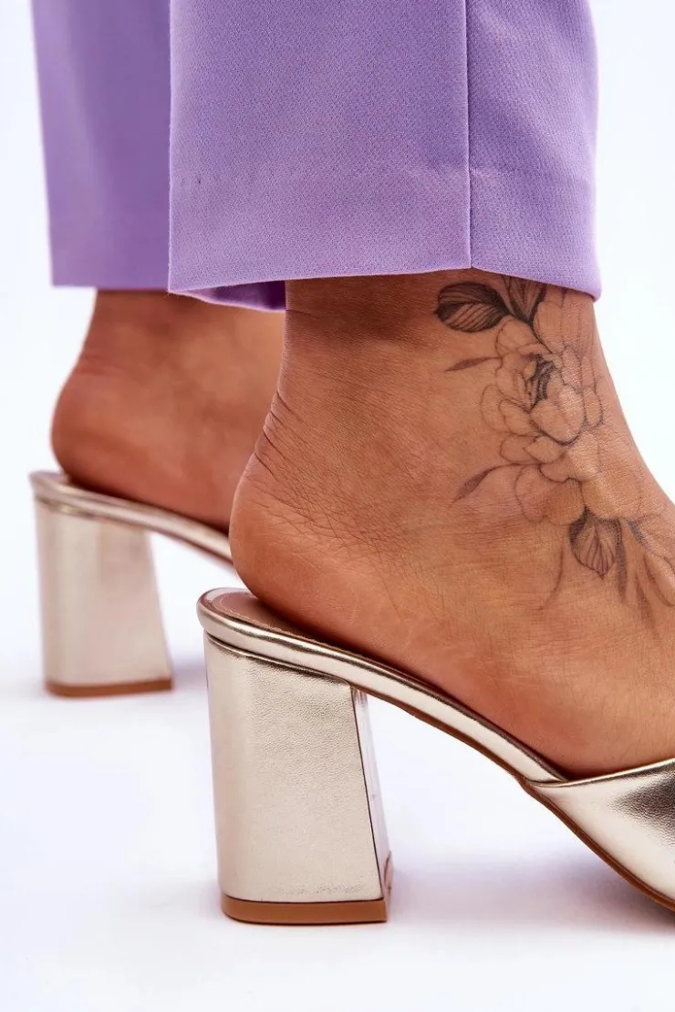 Clearance Boto Damskie Skórzane Klasyczne Klapki Złote Loara