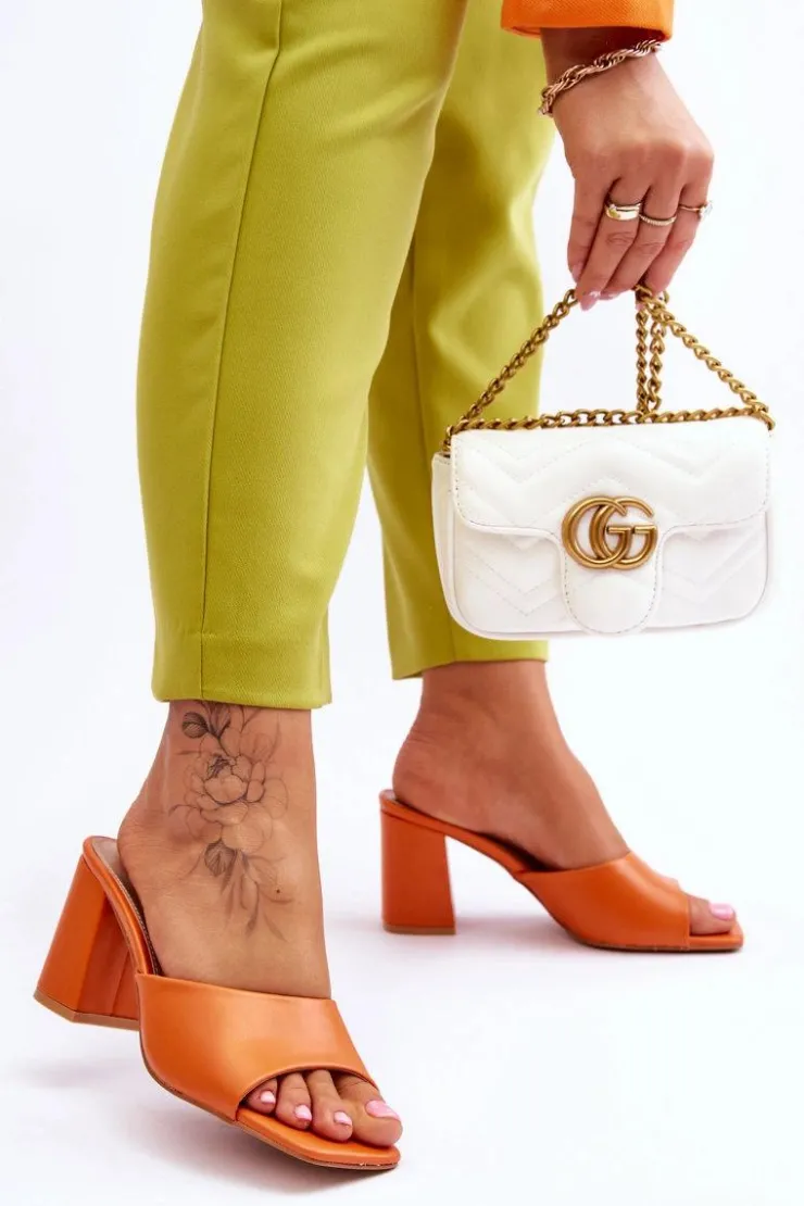 Damskie Boto Damskie Skórzane Klasyczne Klapki Pomarańczowe Loara