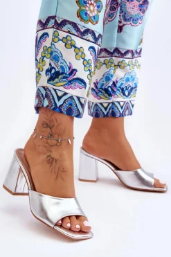 Damskie Boto Damskie Skórzane Klasyczne Klapki Srebrne Loara