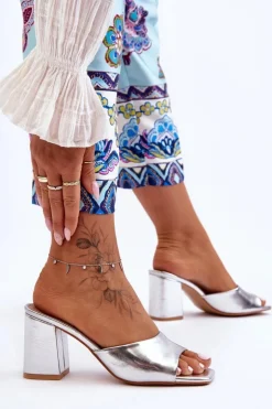 Damskie Boto Damskie Skórzane Klasyczne Klapki Srebrne Loara